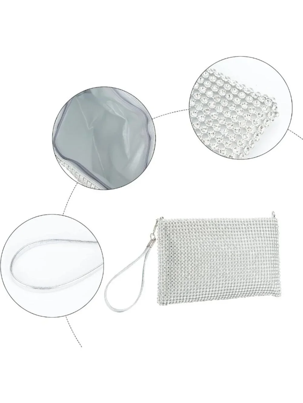 Sparkly Mesh Evening Clutch Bag for Women | Small Crystal Wristlet Purse